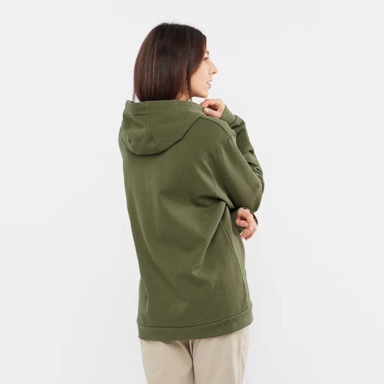 Olive Salomon Outlife Logo Summer Women's Hoodie | PH 08693C